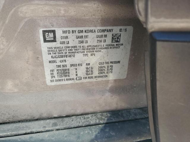 KL4CJGSB4FB148712 - 2015 BUICK ENCORE BEIGE photo 13