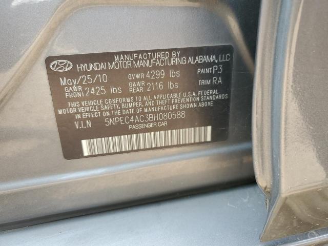 5NPEC4AC3BH080588 - 2011 HYUNDAI SONATA SE GRAY photo 12
