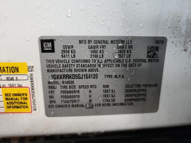 1GKKRRKD5GJ154120 - 2016 GMC ACADIA SLT-1 Weiß Foto 13