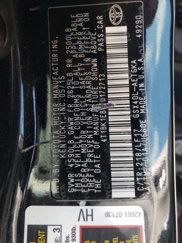 4T1BK1EB6FU172713 - 2015 TOYOTA AVALON XLE أسود صورة 12