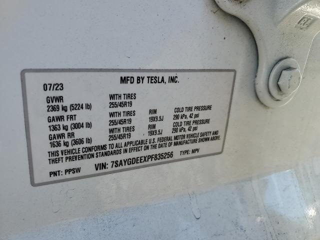 7SAYGDEEXPF835256 - 2023 TESLA MODEL Y WHITE photo 14