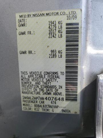 1N4AL2AP7AN407648 - 2010 NISSAN ALTIMA BASE SILVER photo 12
