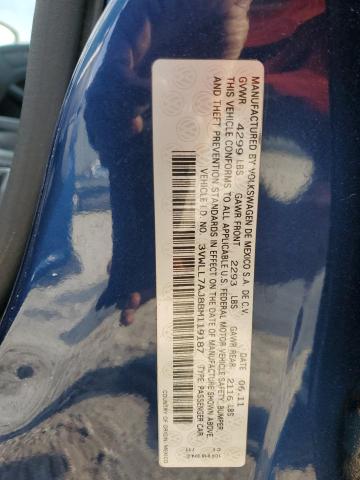 3VWLL7AJ8BM119187 - 2011 VOLKSWAGEN JETTA TDI BLUE photo 12