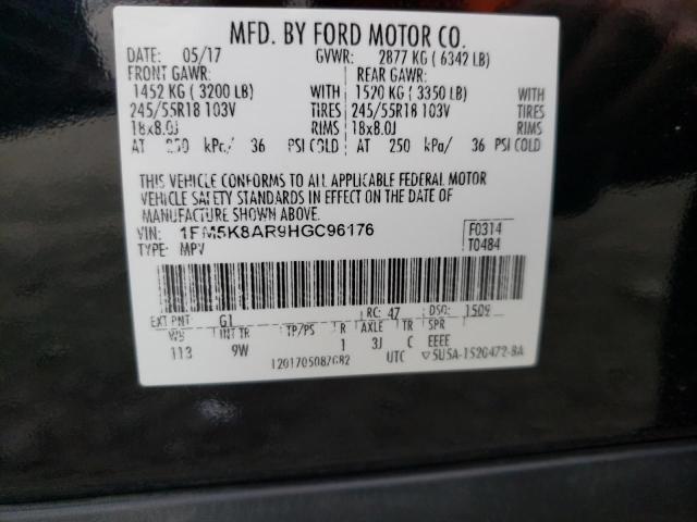 1FM5K8AR9HGC96176 - 2017 FORD EXPLORER POLICE INTERCEPTOR BLACK photo 13