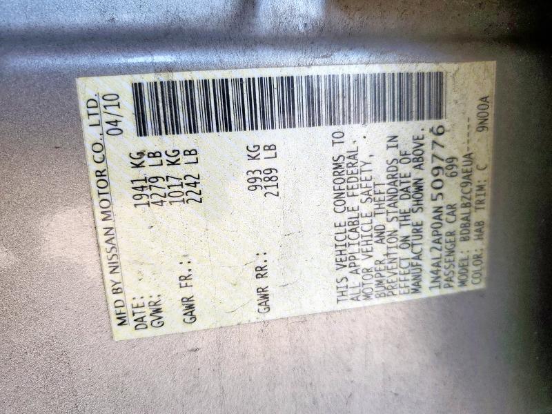 1N4AL2AP0AN509776 - 2010 NISSAN ALTIMA BASE TAN photo 12