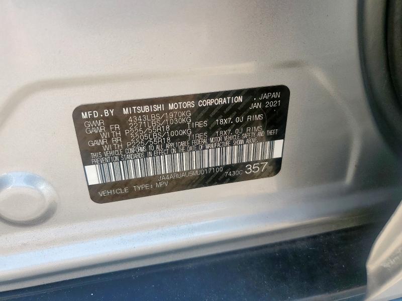 JA4ARUAU5MU017100 - 2021 MITSUBISHI OUTLANDER ES SILVER photo 12