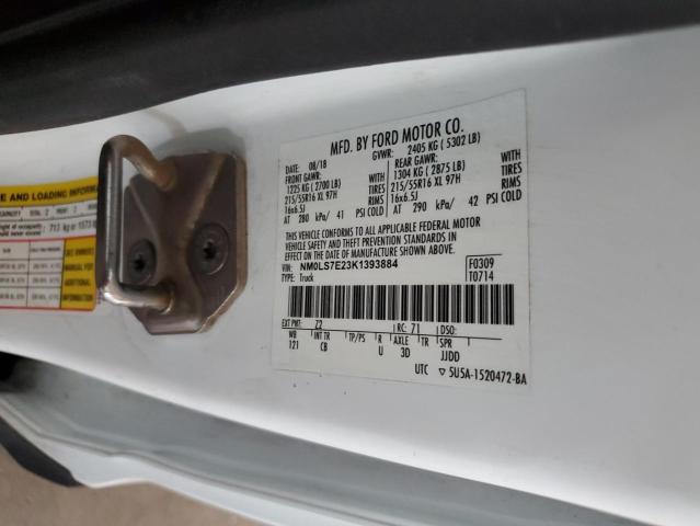 NM0LS7E23K1393884 - 2019 FORD TRANSIT CO XL WHITE photo 13