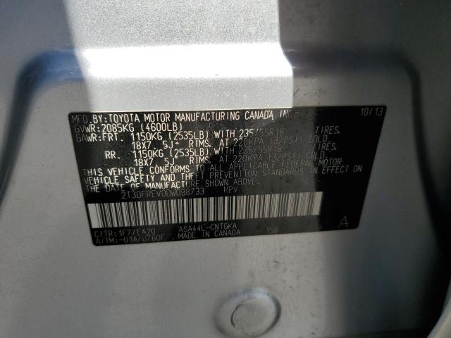 2T3DFREV0DW098733 - 2013 TOYOTA RAV4 LIMITED فضي صورة 14