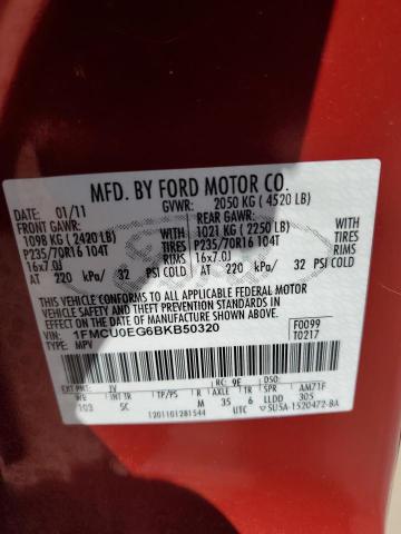 1FMCU0EG6BKB50320 - 2011 FORD ESCAPE LIMITED Қызыл фото 13