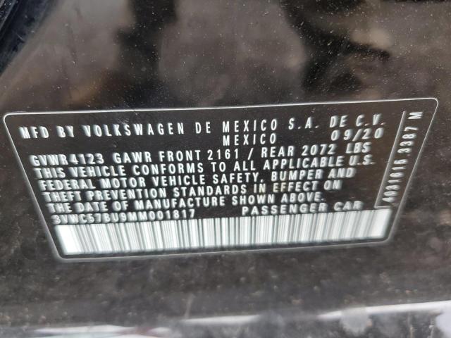3VWC57BU9MM001817 - 2021 VOLKSWAGEN JETTA S BLACK photo 12
