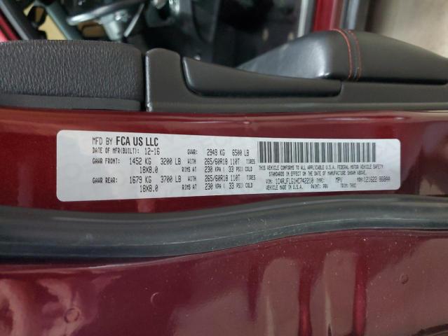 1C4RJFLG1HC742210 - 2017 JEEP GRAND CHER TRAILHAWK 勃艮第红 照片 13