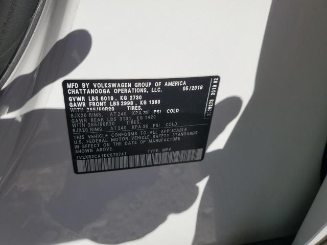 1V2XR2CA1KC570741 - 2019 VOLKSWAGEN ATLAS SE أبيض صورة 14