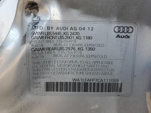 WA1LFAFP7CA111059 - 2012 AUDI Q5 PREMIUM PLUS SILVER photo 12