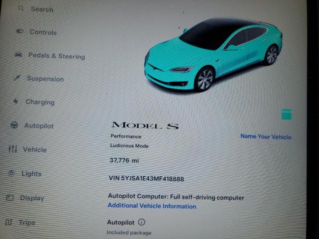 5YJSA1E43MF418888 - 2021 TESLA MODEL S ლურჯი ფოტო 9