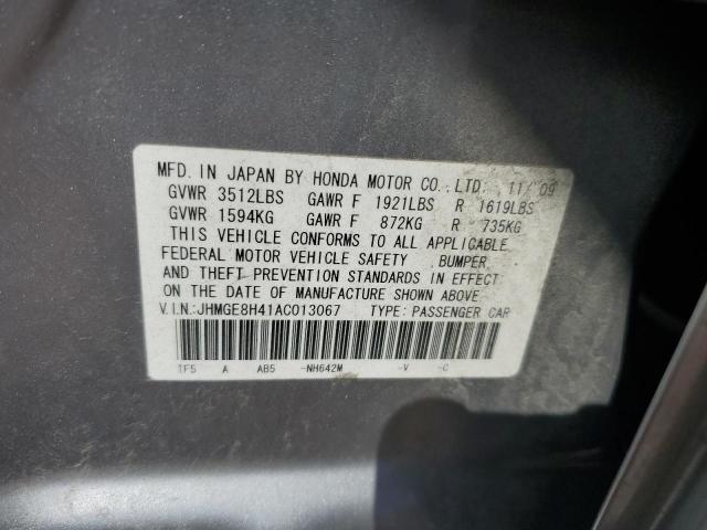 JHMGE8H41AC013067 - 2010 HONDA FIT SPORT 银色 照片 12