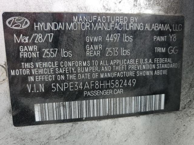 5NPE34AF8HH582449 - 2017 HYUNDAI SONATA SPORT SILVER photo 12