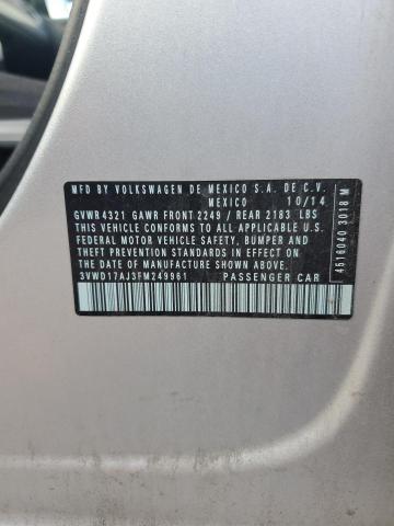 3VWD17AJ3FM249961 - 2015 VOLKSWAGEN JETTA SE SILVER photo 12