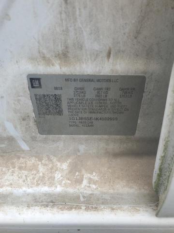 1G1JB5SB4K4100990 - 2019 CHEVROLET SONIC LS თეთრი ფოტო 12