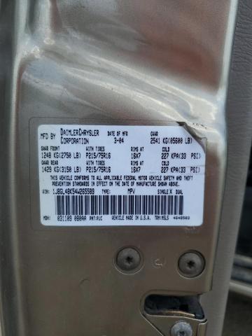 1J8GL48K54W265589 - 2004 JEEP LIBERTY SPORT TAN photo 12