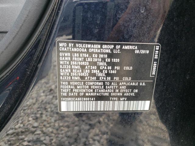 1V2SR2CA5KC600141 - 2019 VOLKSWAGEN ATLAS SEL BLACK photo 13