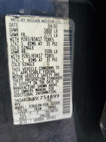 5N1AR18U85C754899 - 2005 NISSAN PATHFINDER LE 黑色 照片 13