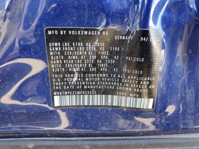WVGTMPE22MP033532 - 2021 VOLKSWAGEN ID.4 PRO S ლურჯი ფოტო 12