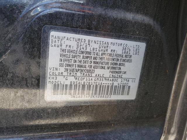 3N1AB7AP2KY288523 - 2019 NISSAN SENTRA S შავი ფოტო 12