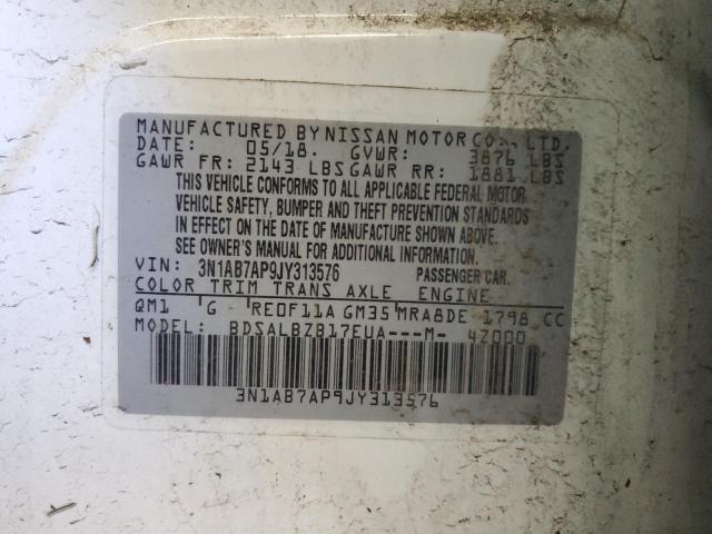 3N1AB7AP9JY313576 - 2018 NISSAN SENTRA S 白色 照片 13