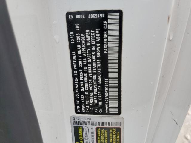 WVWFA71F69V016111 - 2009 VOLKSWAGEN EOS LUX 白色 照片 12