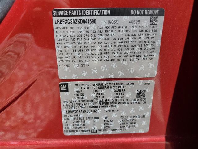 LRBFXCSA2KD041690 - 2019 BUICK ENVISION ESSENCE Կարմիր լուսանկար 14