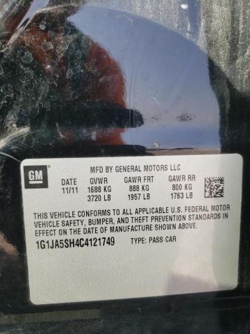 1G1JA5SH4C4121749 - 2012 CHEVROLET SONIC LS შავი ფოტო 12