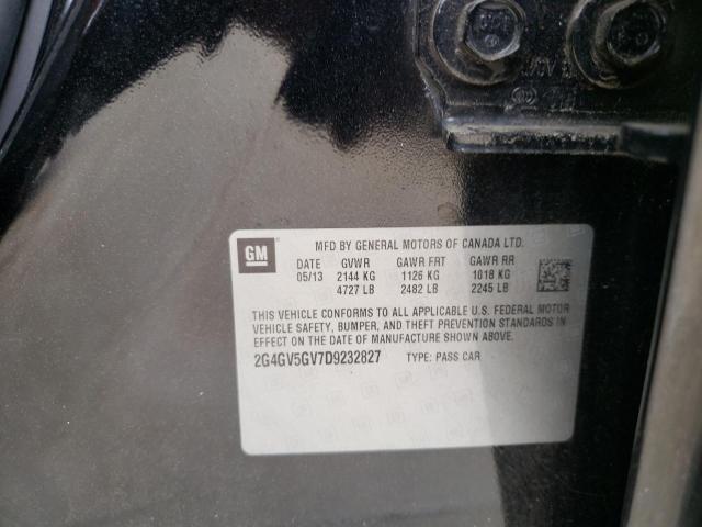 2G4GV5GV7D9232827 - 2013 BUICK REGAL GS BLACK photo 12