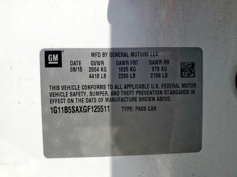 1G11B5SAXGF125511 - 2016 CHEVROLET MALIBU LIM LS Blanc photo 12