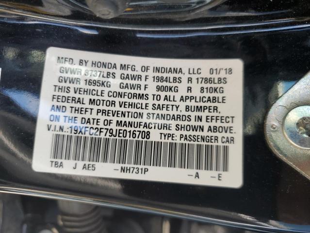 19XFC2F79JE016708 - 2018 HONDA CIVIC EX BLACK photo 13