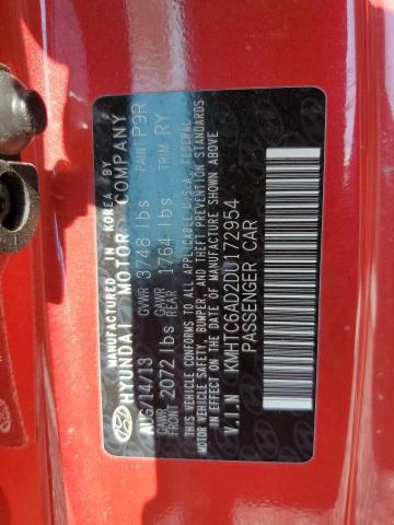 KMHTC6AD2DU172954 - 2013 HYUNDAI VELOSTER 红色 照片 12