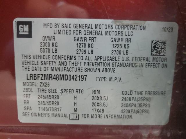 LRBFZMR48MD042197 - 2021 BUICK ENVISION PREFERRED 红色 照片 13