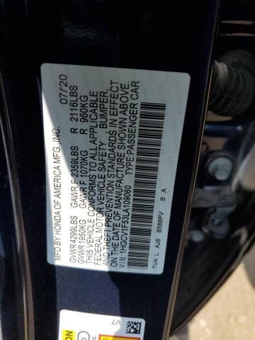 1HGCV1F53LA109060 - 2020 HONDA ACCORD EXL 蓝色 照片 12