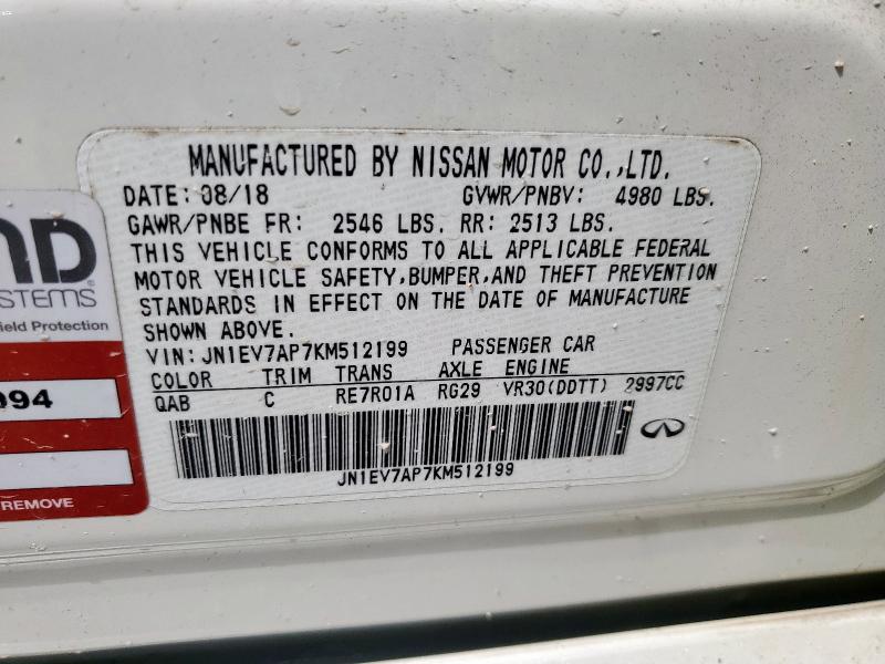 JN1EV7AP7KM512199 - 2019 INFINITI Q50 LUXE 白色 照片 12