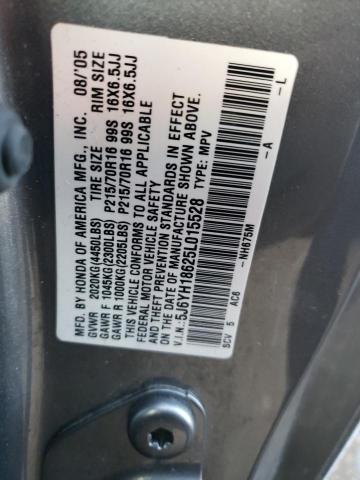 5J6YH18625L015528 - 2005 HONDA ELEMENT EX GRAY photo 12