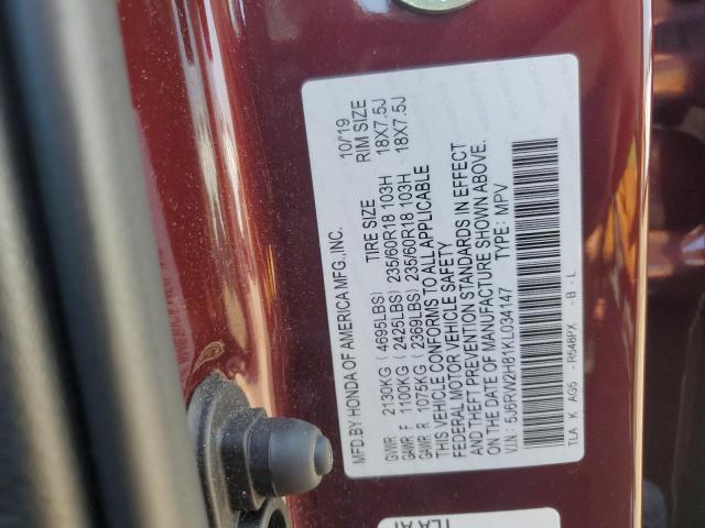 5J6RW2H81KL034147 - 2019 HONDA CR-V EXL Kastanienbraun Foto 12