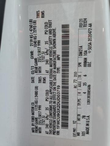 1FMCU9GX2DUD03719 - 2013 FORD ESCAPE SE თეთრი ფოტო 13