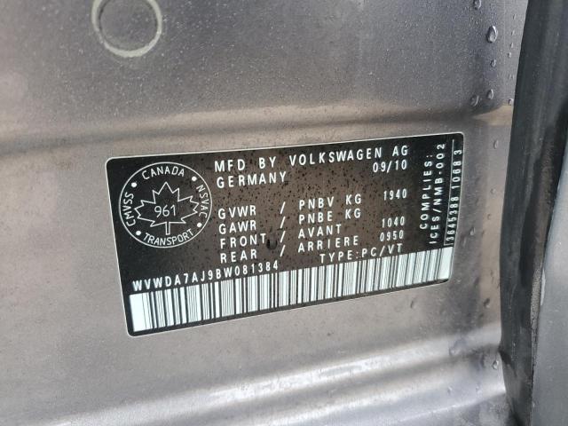 WVWDA7AJ9BW081384 - 2011 VOLKSWAGEN GOLF GRAY photo 13