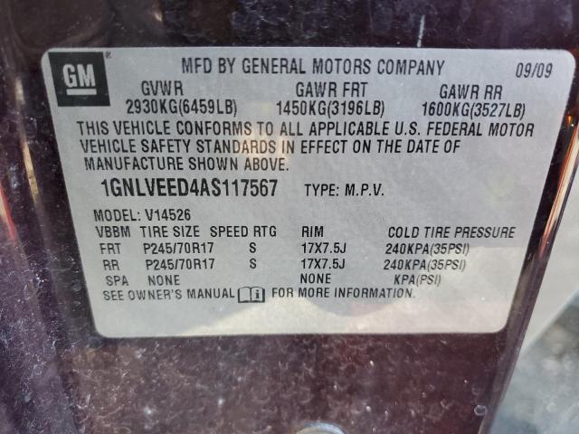 1GNLVEED4AS117567 - 2010 CHEVROLET TRAVERSE LS BURGUNDY photo 13