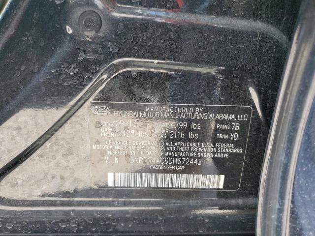 5NPEC4AC6DH672442 - 2013 HYUNDAI SONATA SE BLACK photo 12