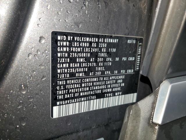 WVGBV3AX0DW611765 - 2013 VOLKSWAGEN TIGUAN S GRAY photo 13