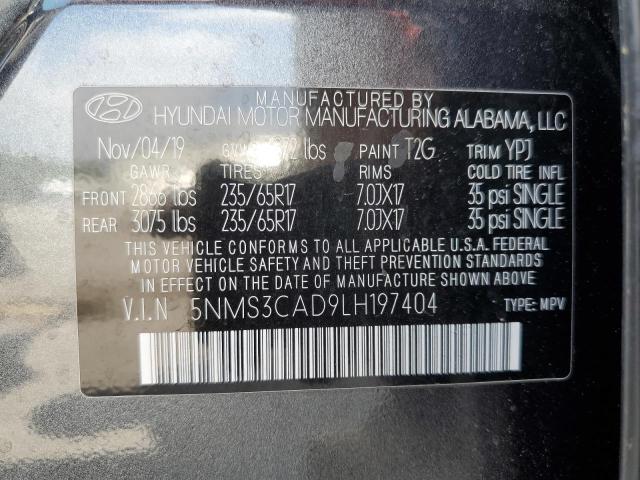5NMS3CAD9LH197404 - 2020 HYUNDAI SANTA FE SEL GRAY photo 13