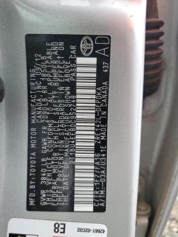 2T1BU4EE8DC952748 - 2013 TOYOTA COROLLA BASE 银色 照片 13