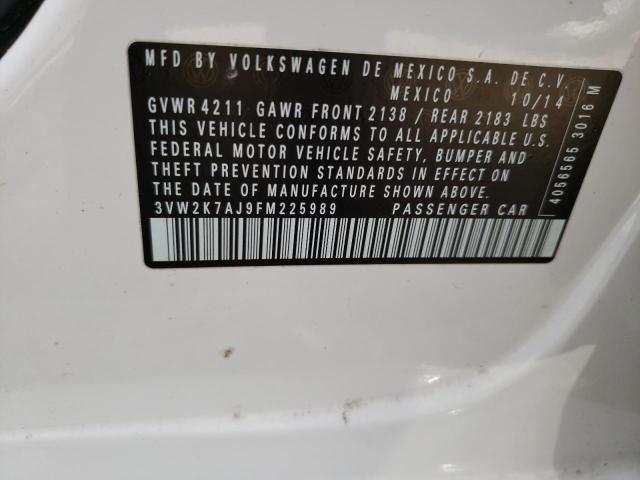 3VW2K7AJ9FM225989 - 2015 VOLKSWAGEN JETTA BASE 白色 照片 12