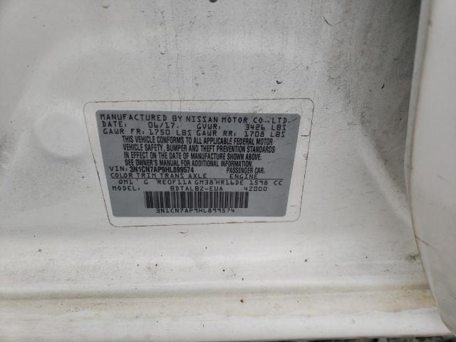 3N1CN7AP9HL899574 - 2017 NISSAN VERSA S WHITE photo 12