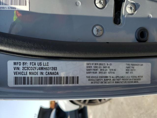 2C3CDZFJ4MH631393 - 2021 DODGE CHALLENGER R/T SCAT PACK GRAY photo 12